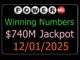 Powerball Drawing Results Winning numbers 12/01/2025, December 1